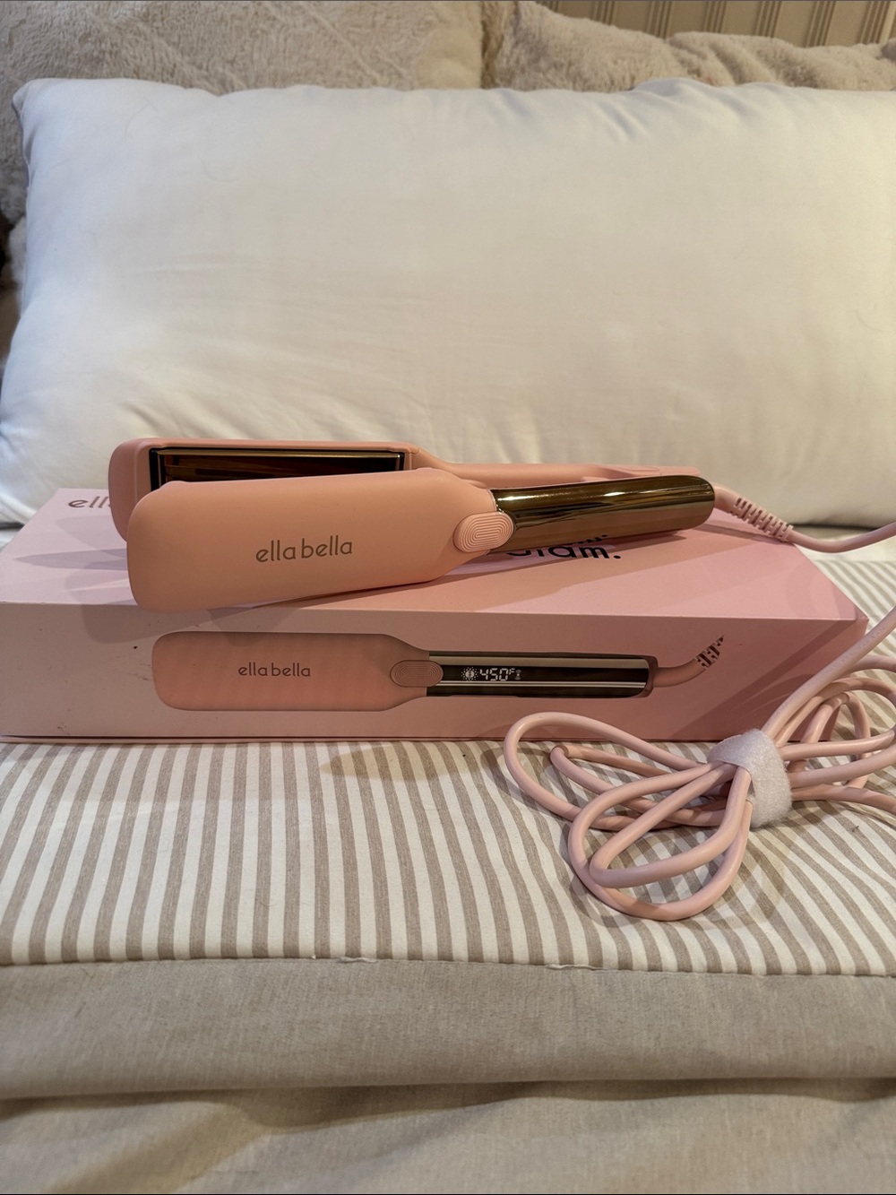 Ella Bella Pink Mini Travel Hair Straightener - Compact Portable Flat Iron